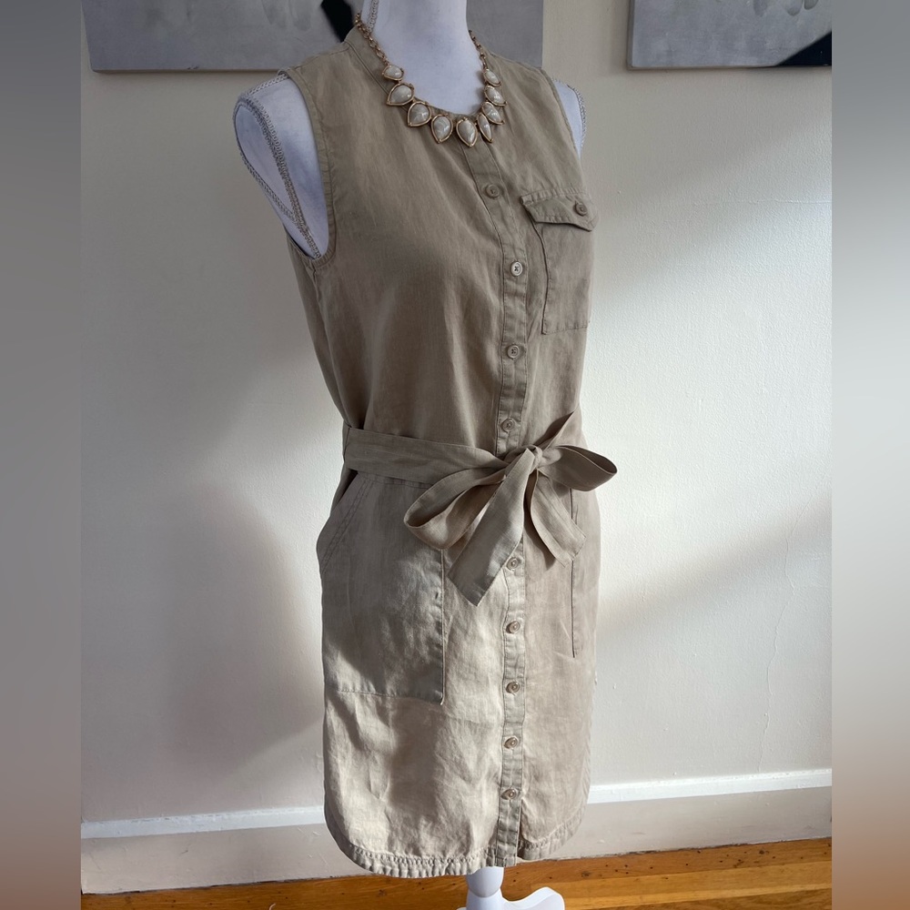 Michael Stars Button-Down Brady Dress in Natural Beige Size Small - Picture 4 of 13